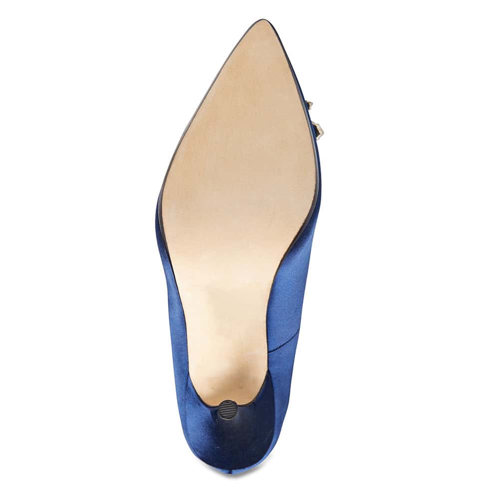 Keisha Heel in Bright Navy Satin