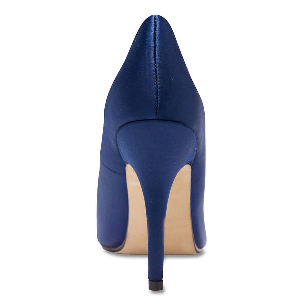 Keisha Heel in Bright Navy Satin