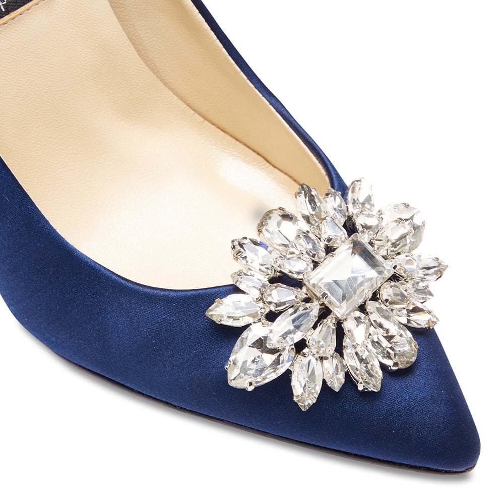 Keisha Heel in Bright Navy Satin