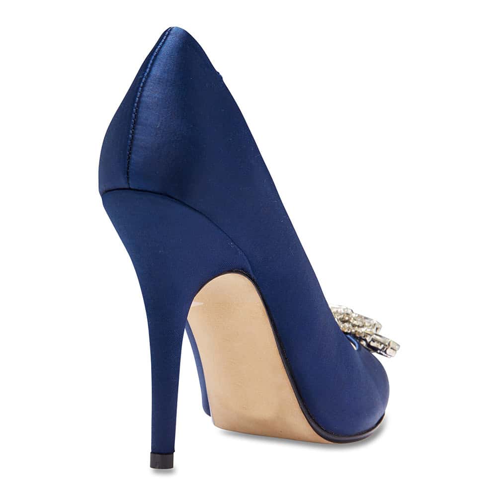 Keisha Heel in Bright Navy Satin