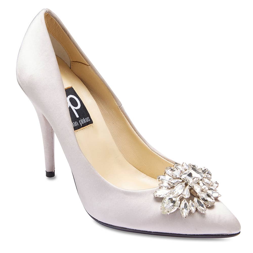 Keisha Heel in Silver Satin