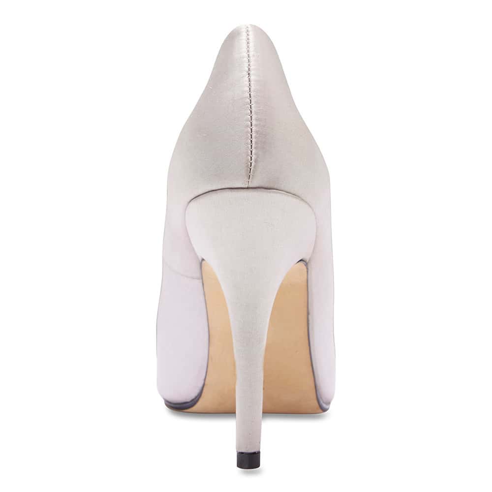 Keisha Heel in Silver Satin