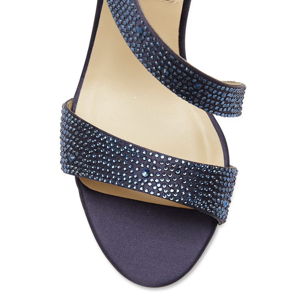 Lotus Heel in Navy Satin