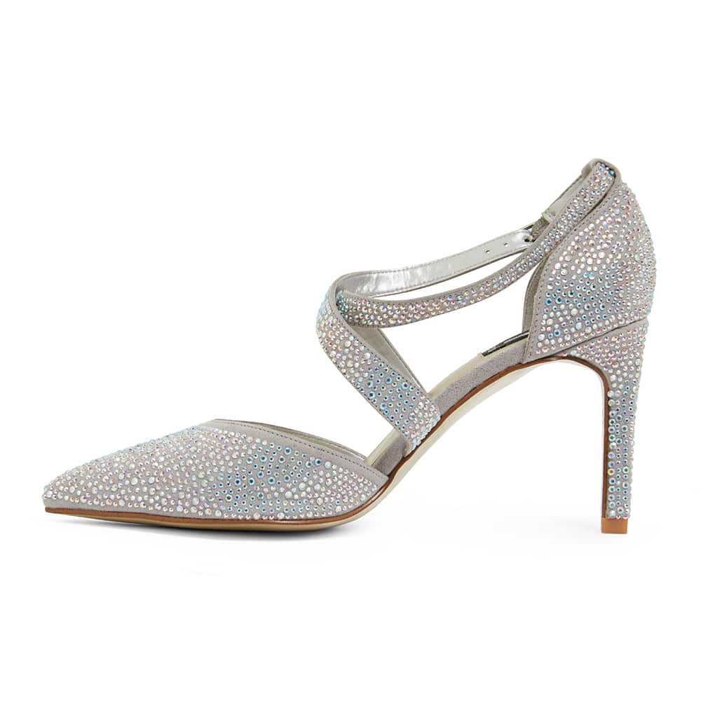 Madison Heel in Silver Fabric