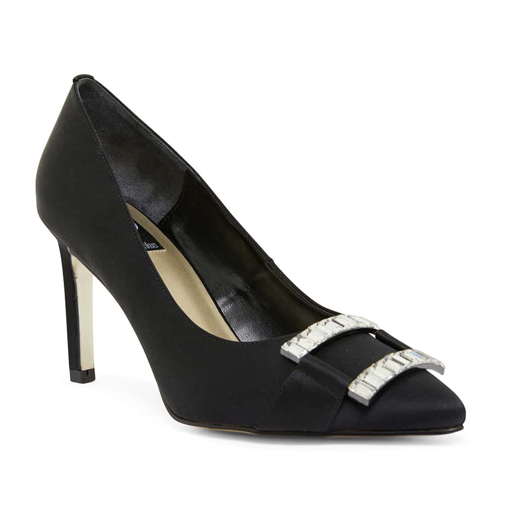 Ruby Heel in Black Satin