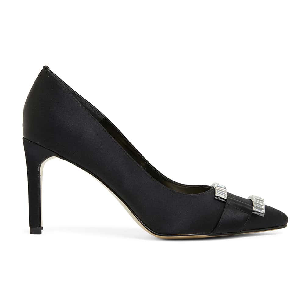 Ruby Heel in Black Satin