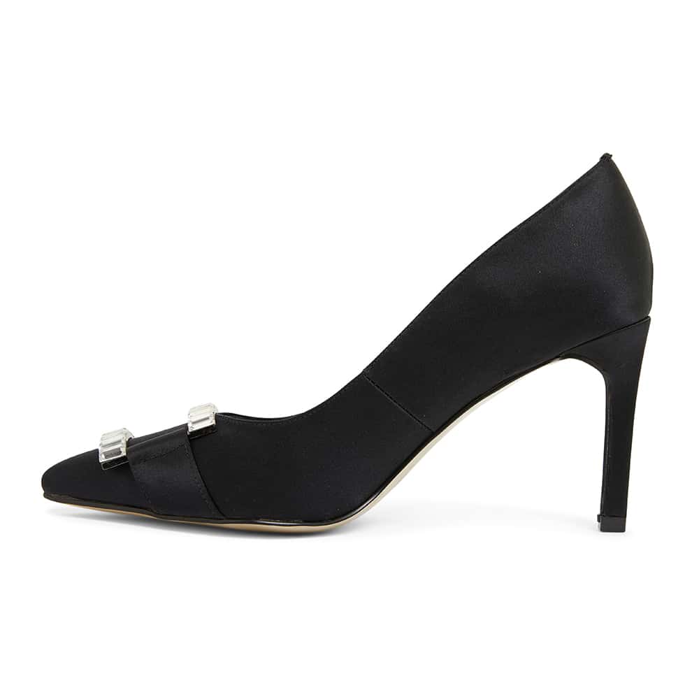 Ruby Heel in Black Satin