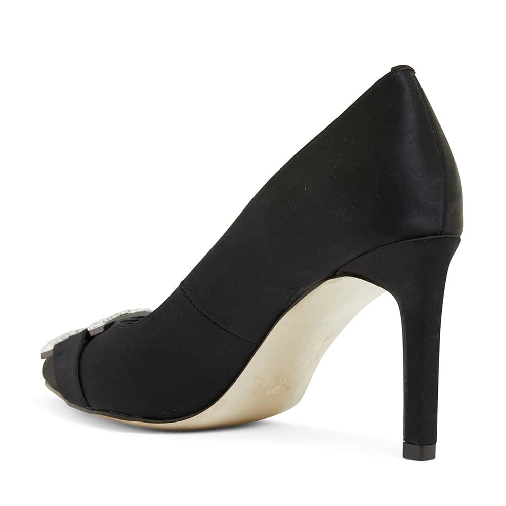 Ruby Heel in Black Satin