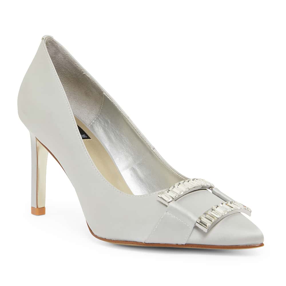 Ruby Heel in Silver Satin