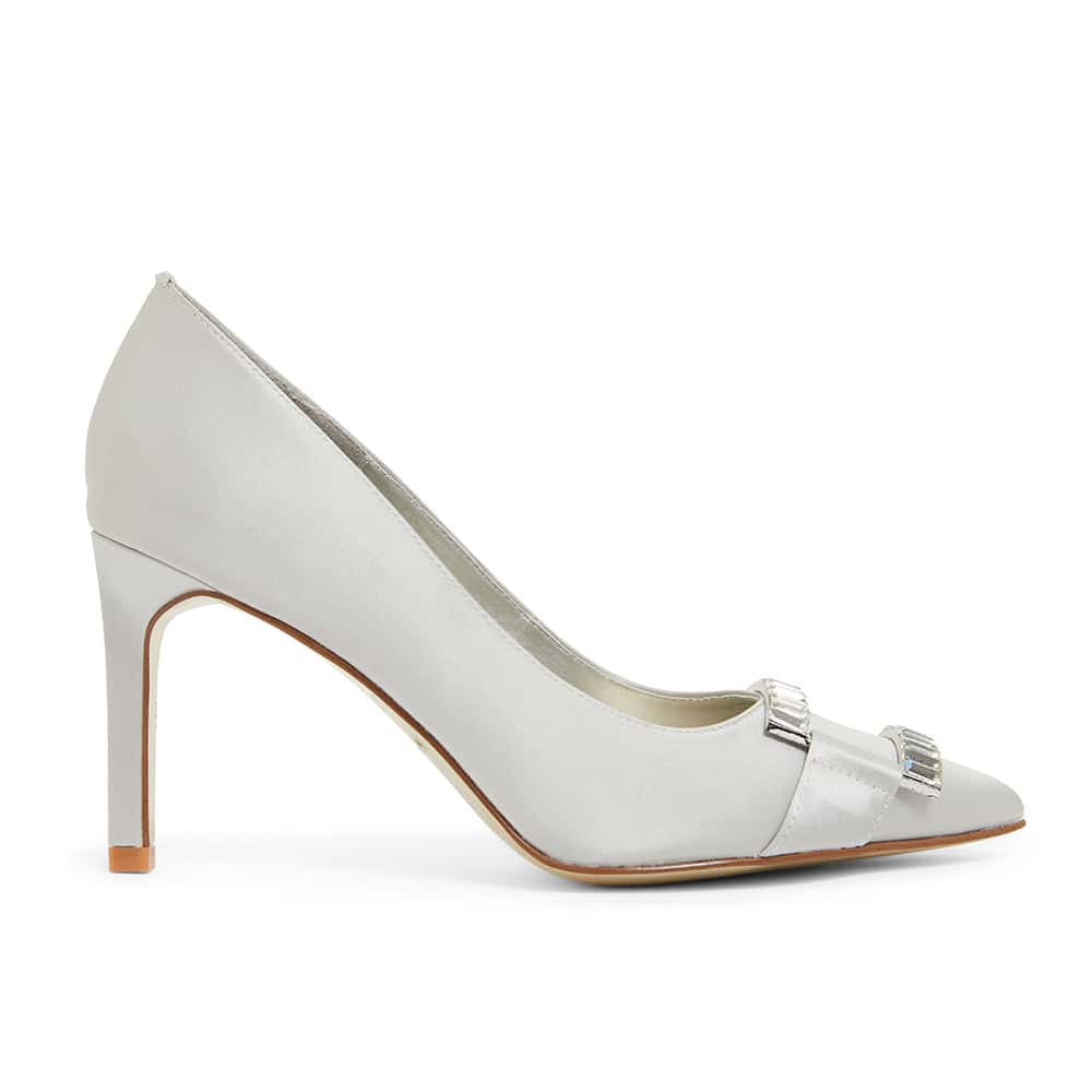 Ruby Heel in Silver Satin