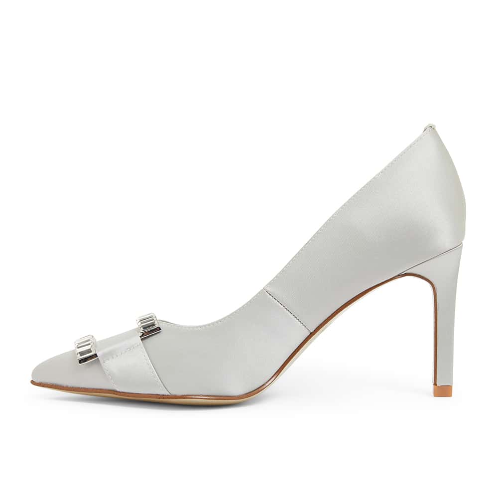 Ruby Heel in Silver Satin