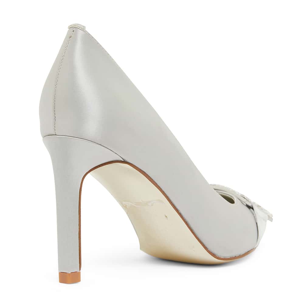 Ruby Heel in Silver Satin