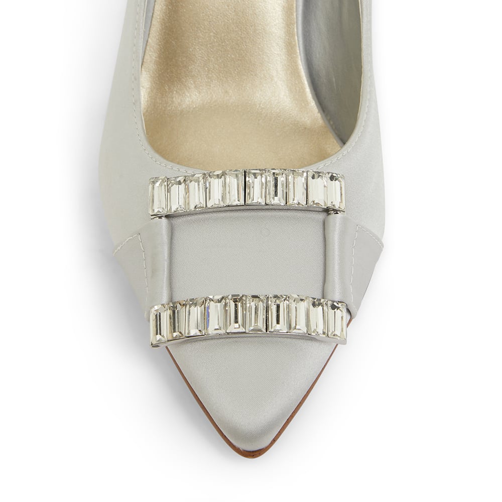 Ruby Heel in Silver Satin