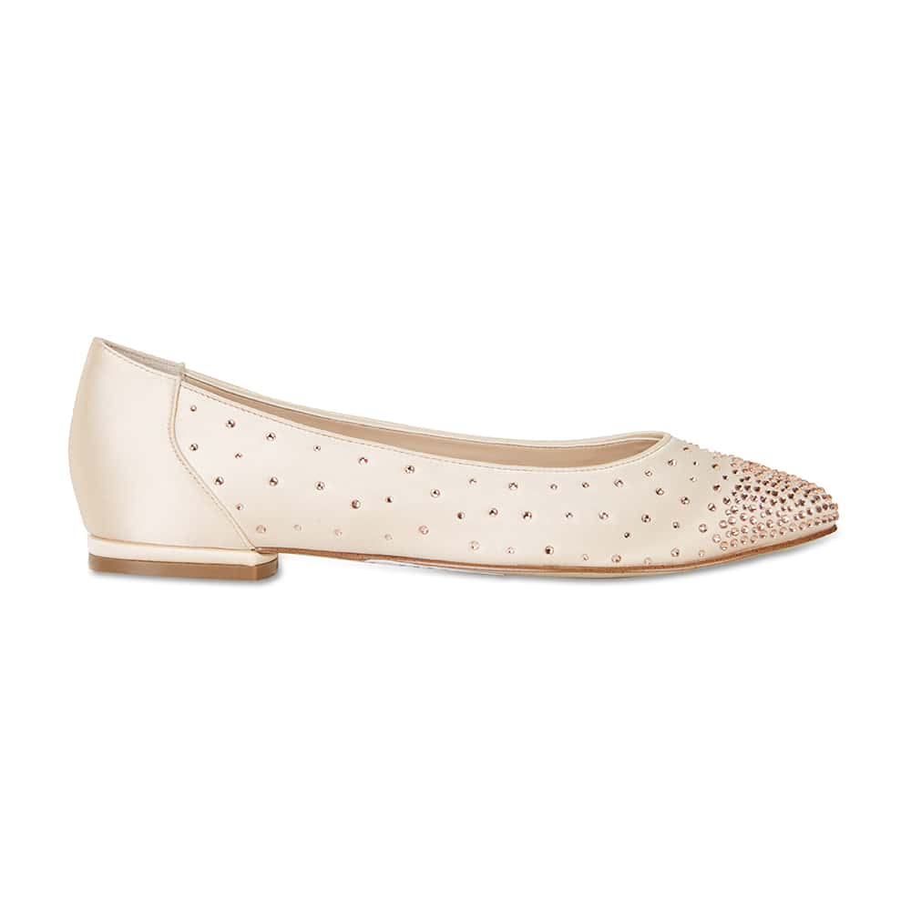 Glimmer Ballet Flat in Blush Satin
