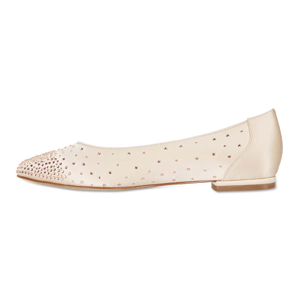 Glimmer Ballet Flat in Blush Satin