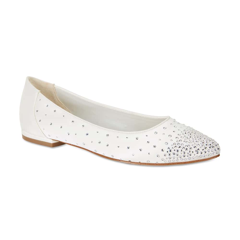 Glimmer Ballet Flat in Ivory Satin
