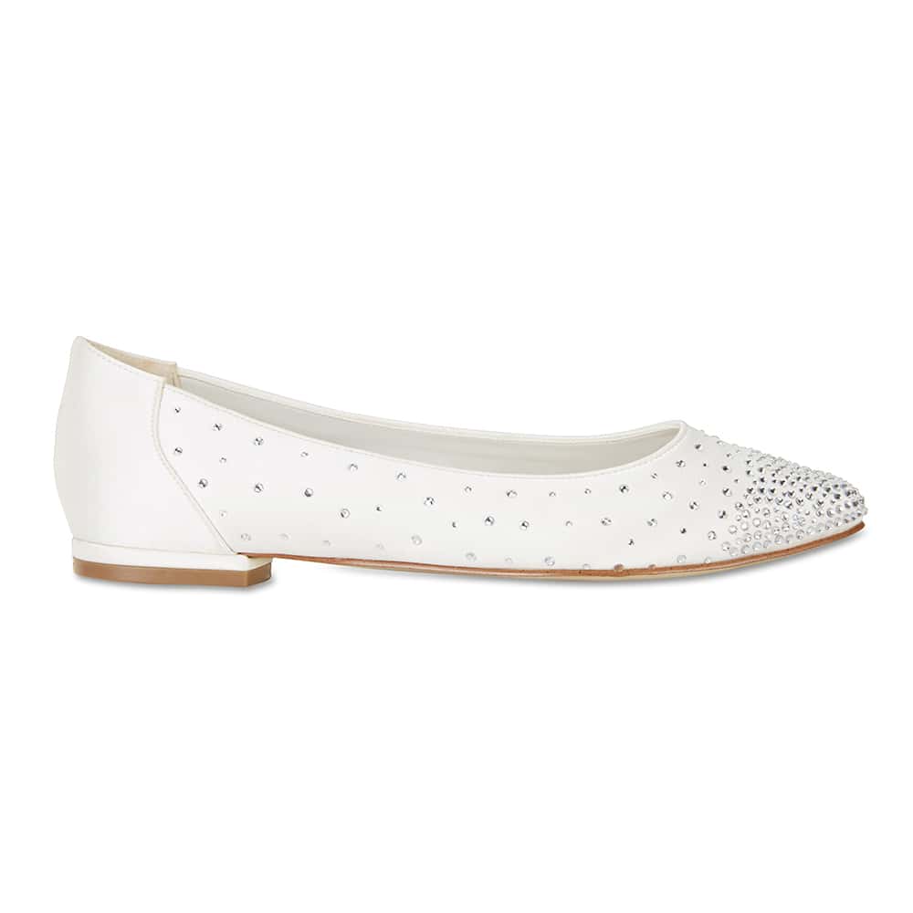 Glimmer Ballet Flat in Ivory Satin