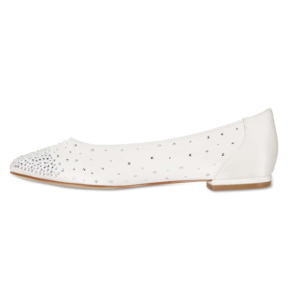 Glimmer Ballet Flat in Ivory Satin
