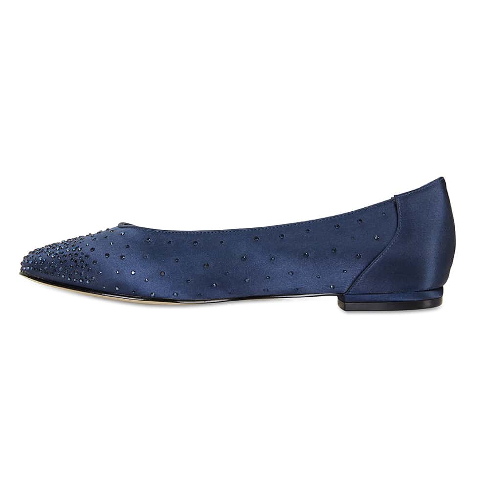 Glimmer Flat in Navy Satin