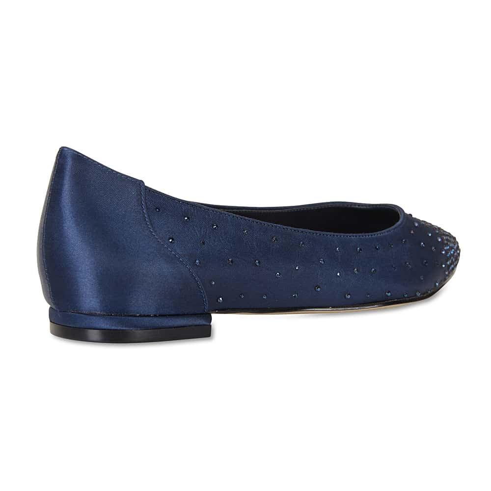 Glimmer Flat in Navy Satin