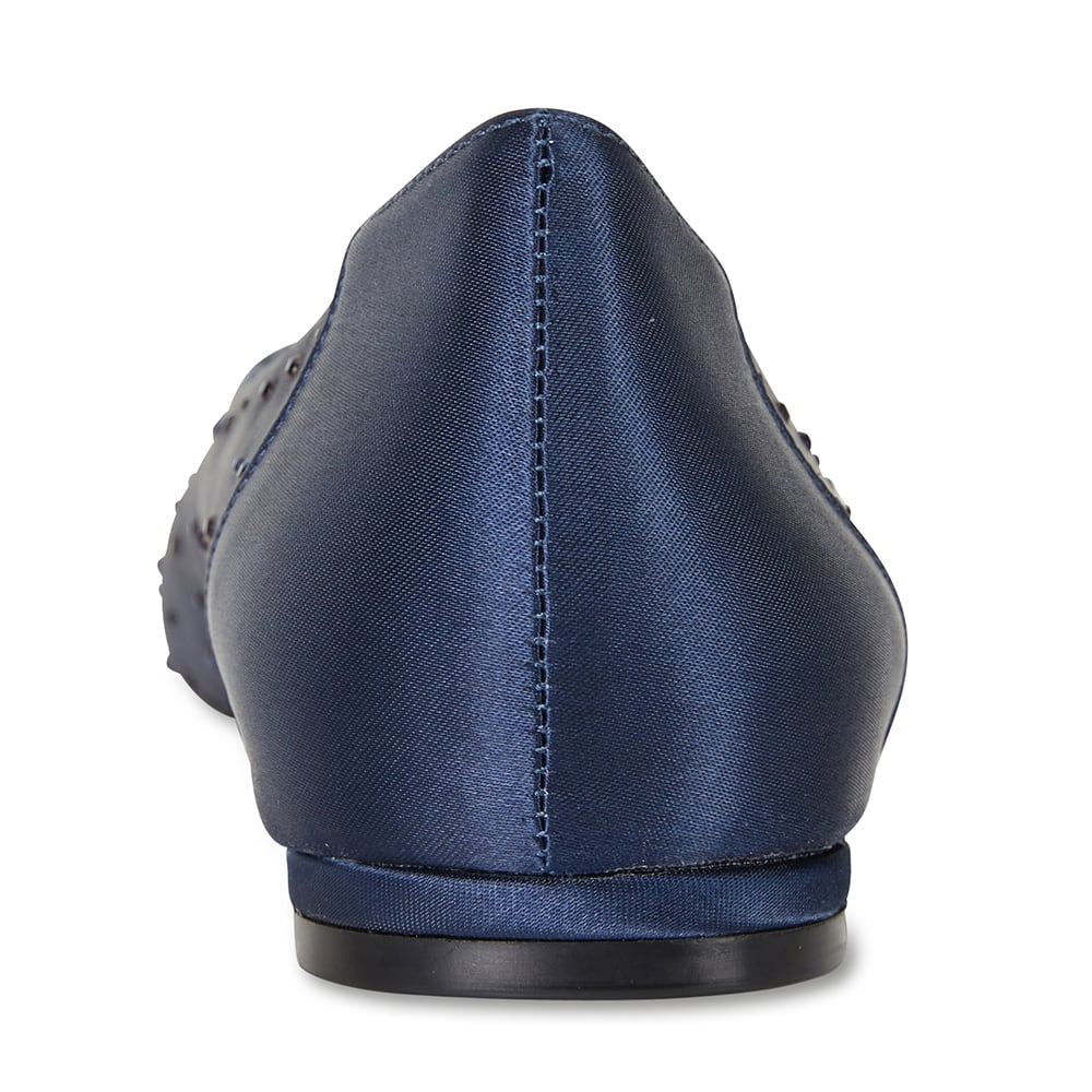 Glimmer Flat in Navy Satin