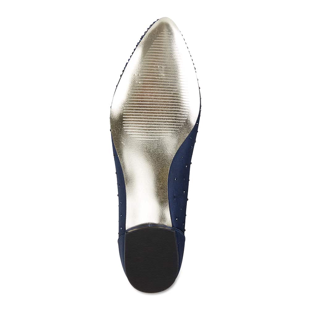 Glimmer Flat in Navy Satin