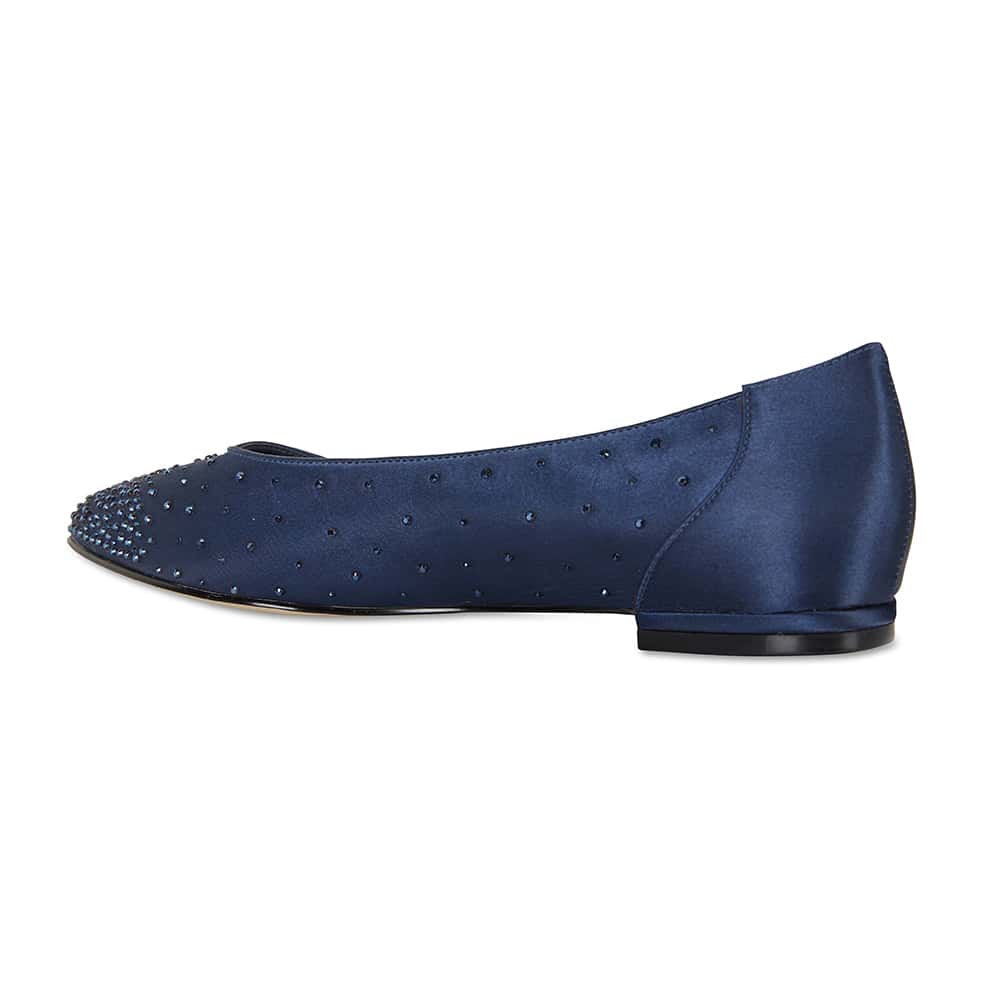 Glimmer Flat in Navy Satin