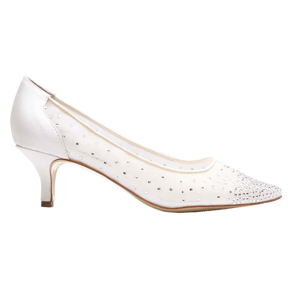 Spritz Heel in Ivory Satin
