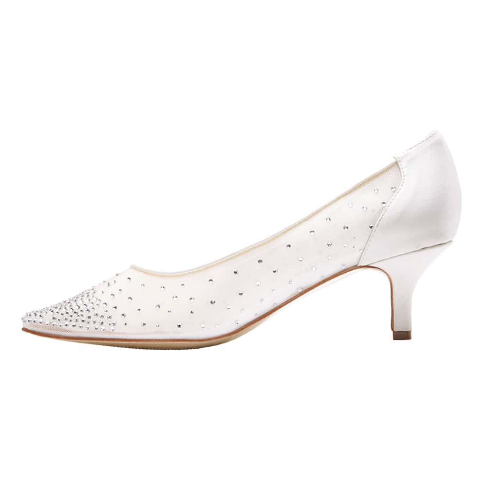 Spritz Heel in Ivory Satin