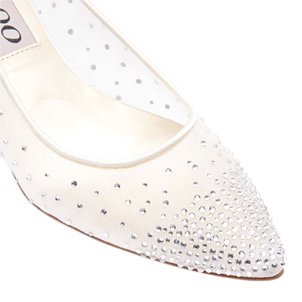 Spritz Heel in Ivory Satin