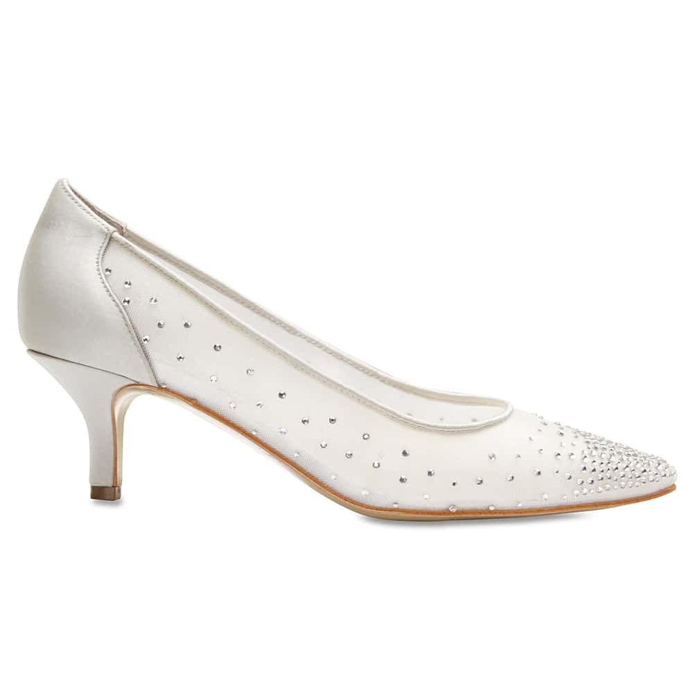 Spritz Heel in Silver Satin