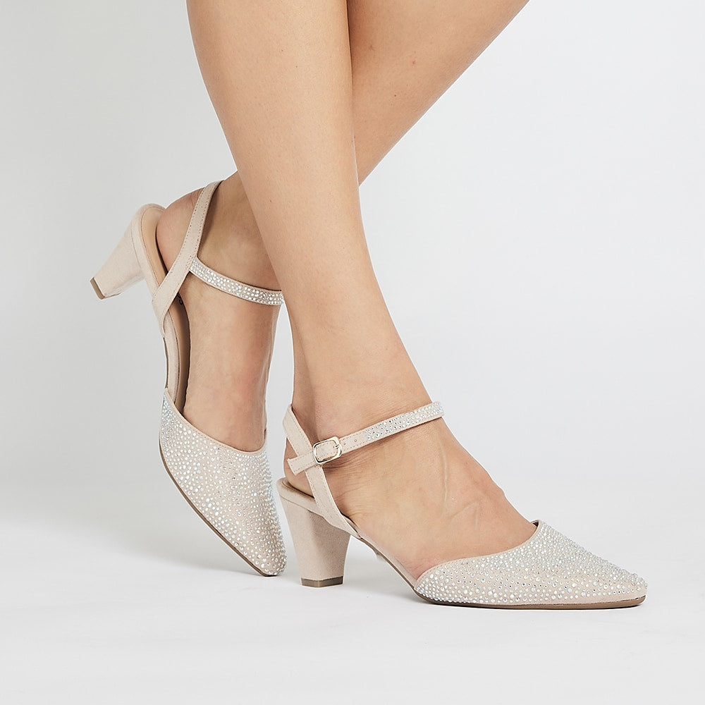 Adelle Heel in Blush Sparkle