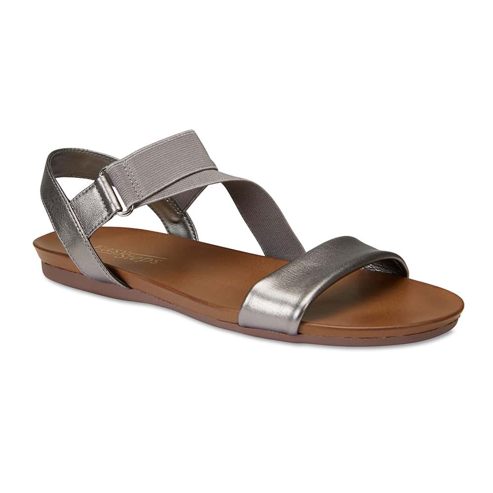 Amity Sandal in Pewter Leather