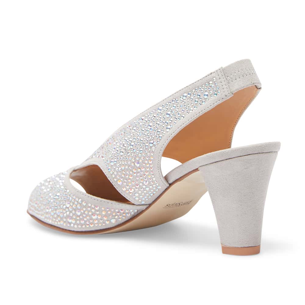 Angie Heel in Silver Fabric