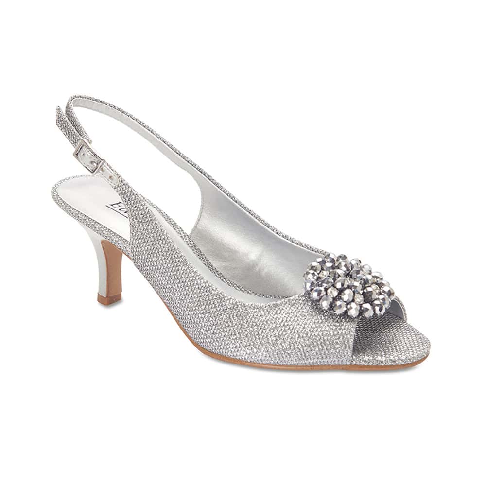 Anissa Heel in Silver Shimmer Fabric