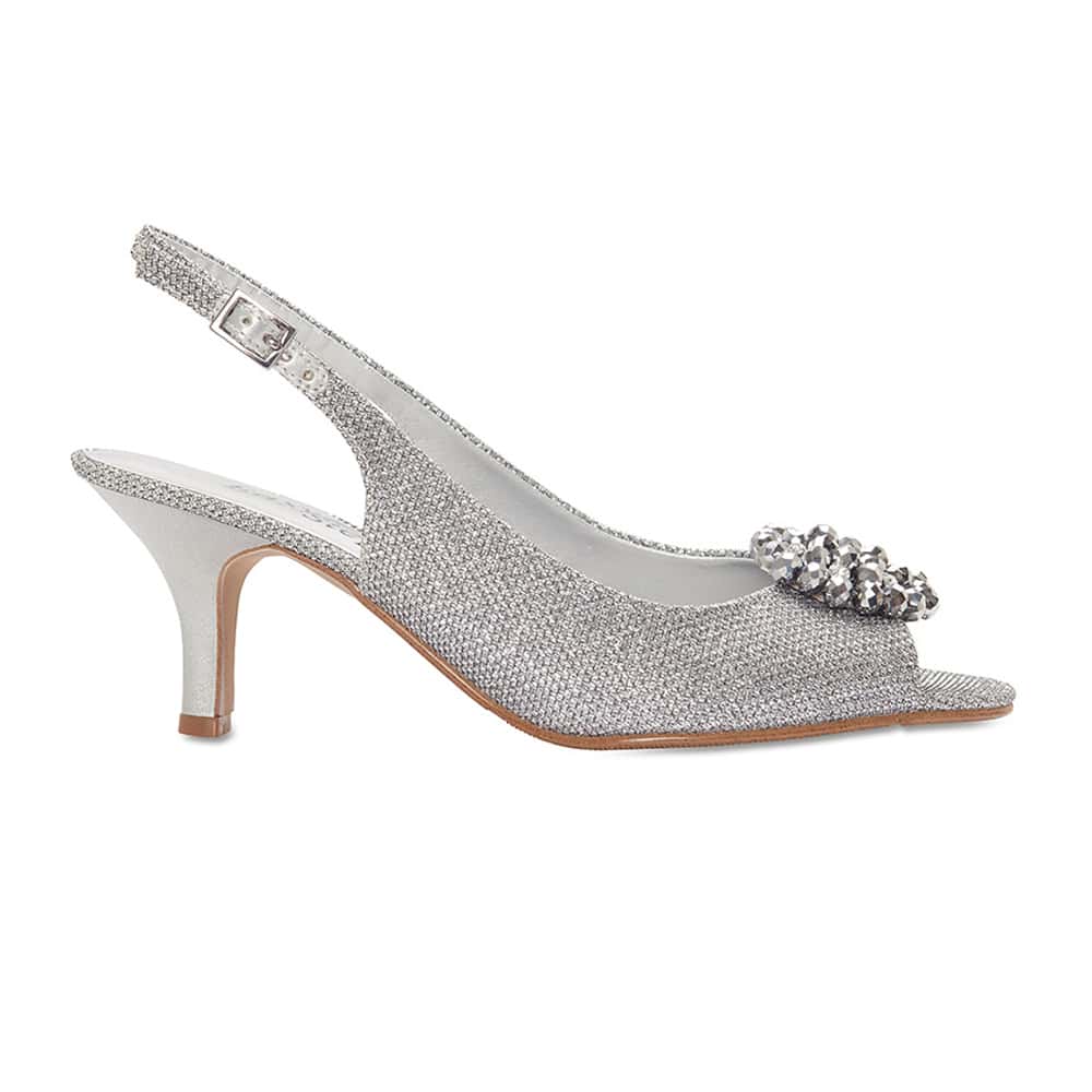 Anissa Heel in Silver Shimmer Fabric