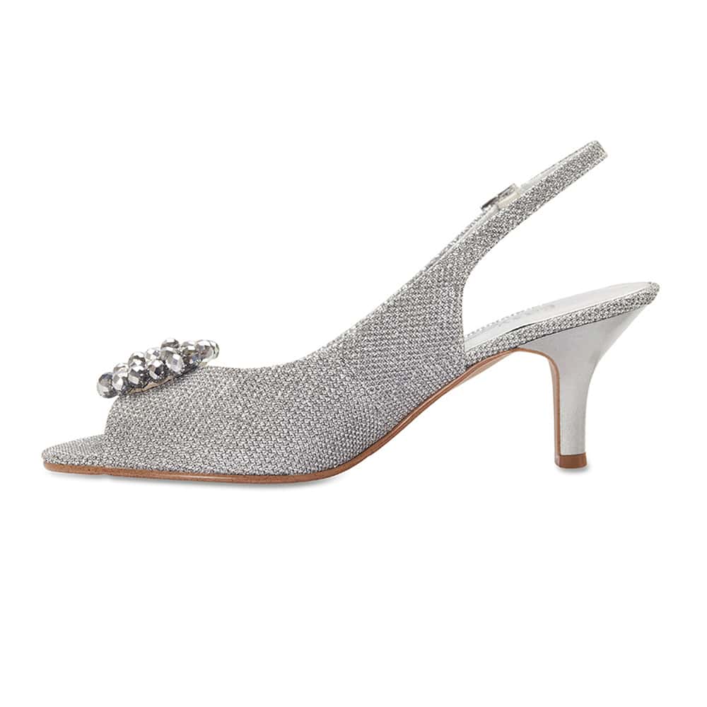 Anissa Heel in Silver Shimmer Fabric
