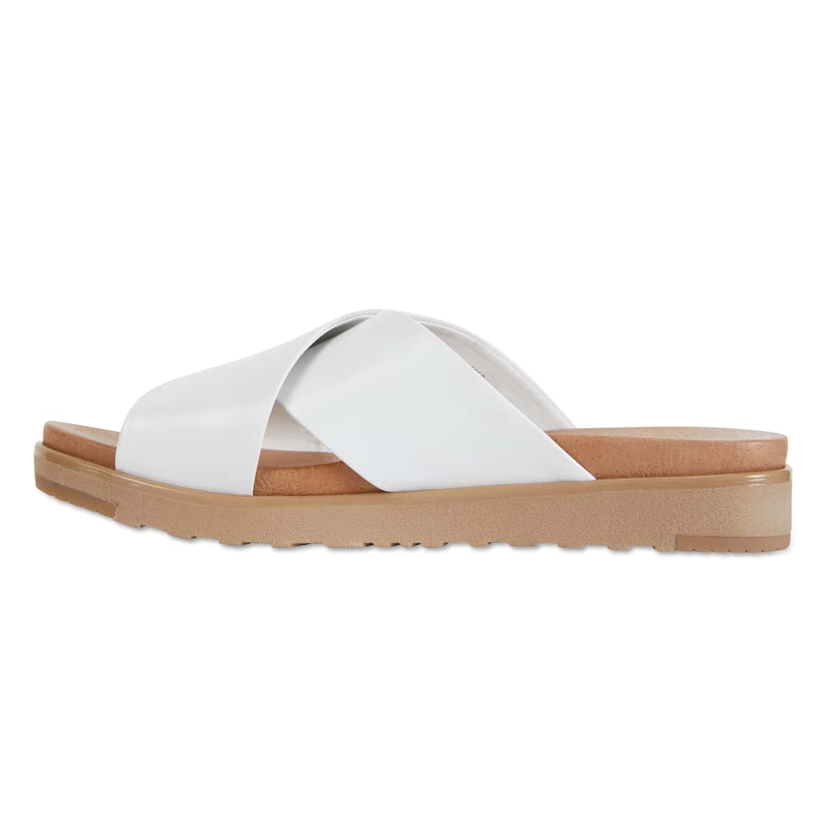 Bold Slide in White Leather