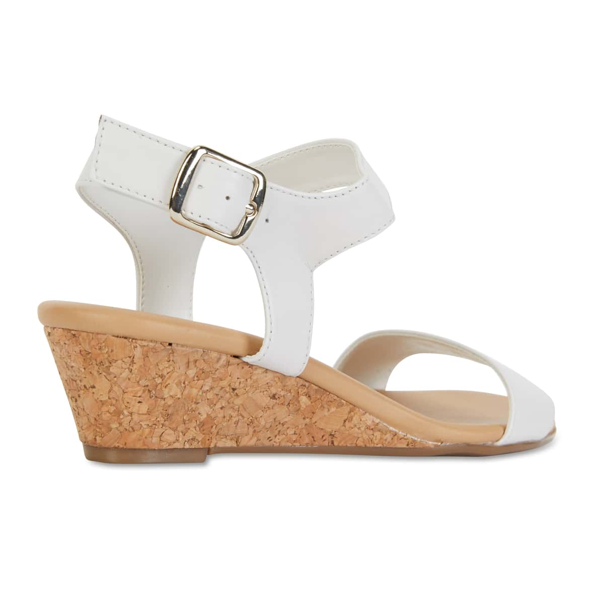 Cable Heel in White Leather