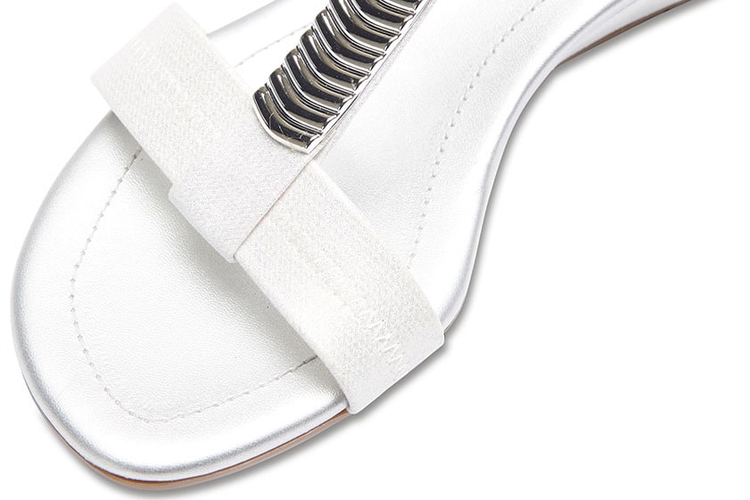 Calvin Heel in Light Silver Fabric