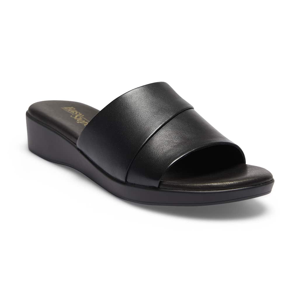 Ellen Slide in Black Leather | Easy Steps | Shoe HQ