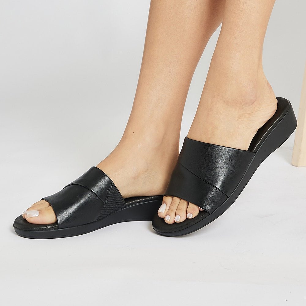 Ellen Slide in Black Leather