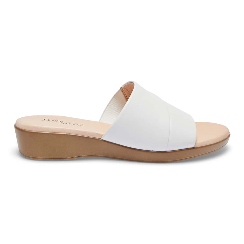 Ellen Slide in White Leather | Easy Steps | Shoe HQ