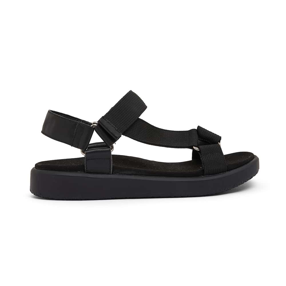 Farrow Sandal in Black On Black Fabric Easy Steps Shoe HQ