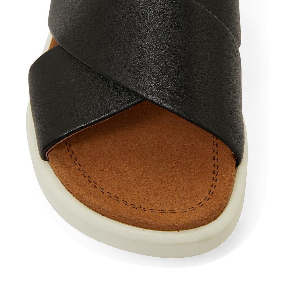 Ferry Slide in Black Leather