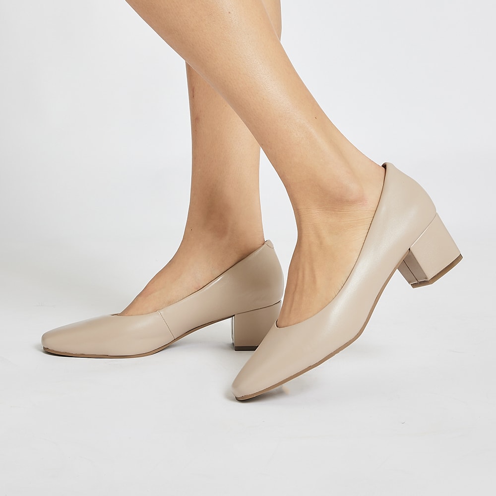 Gamma Heel in Nude Leather