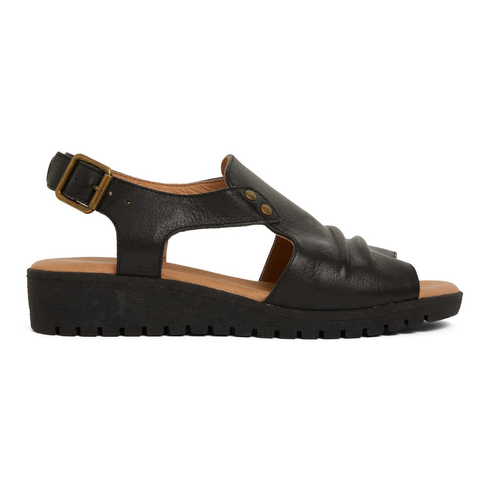 Gelato Sandal in Black Leather | Easy Steps | Shoe HQ