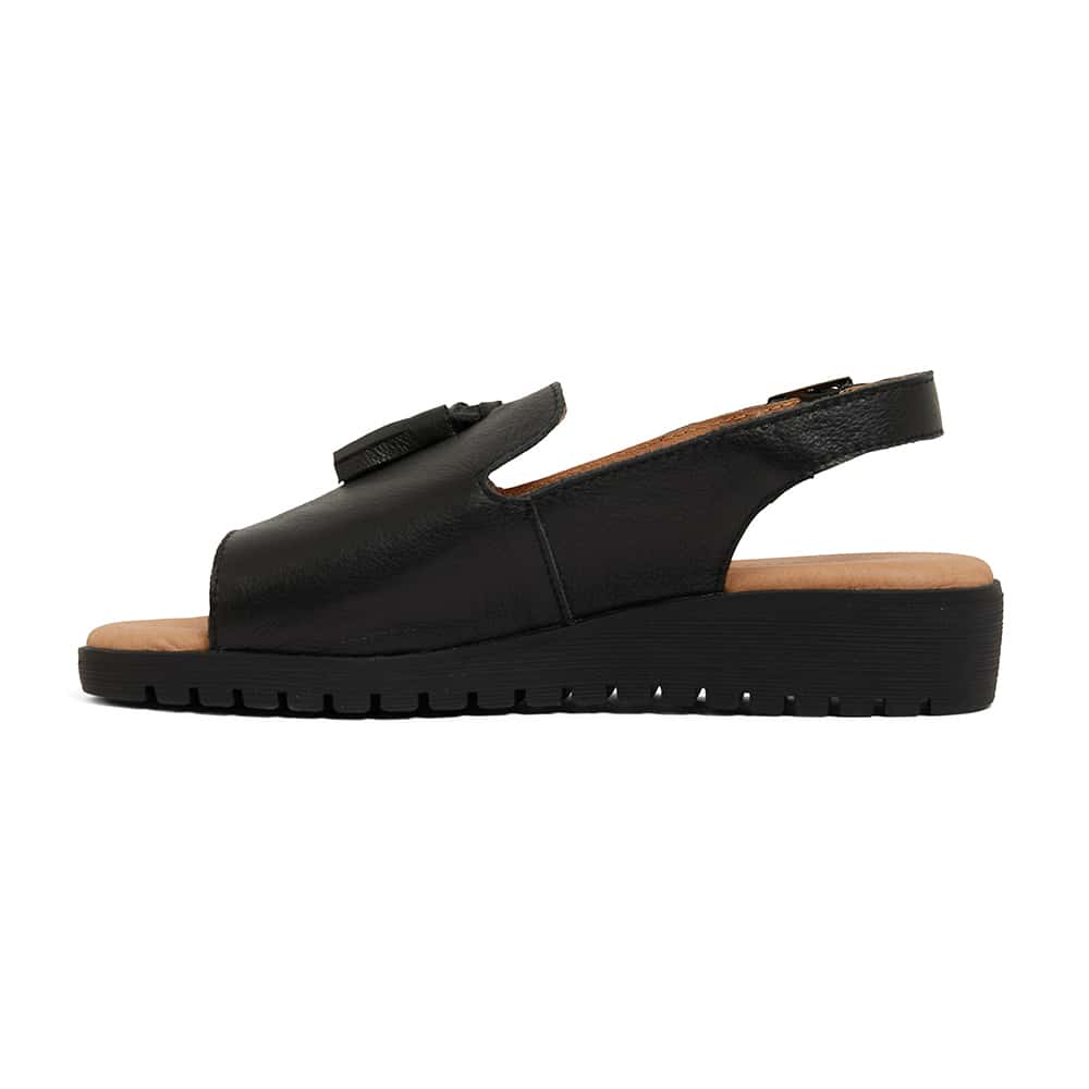 Gilmore Sandal in Black Leather | Easy Steps | Shoe HQ