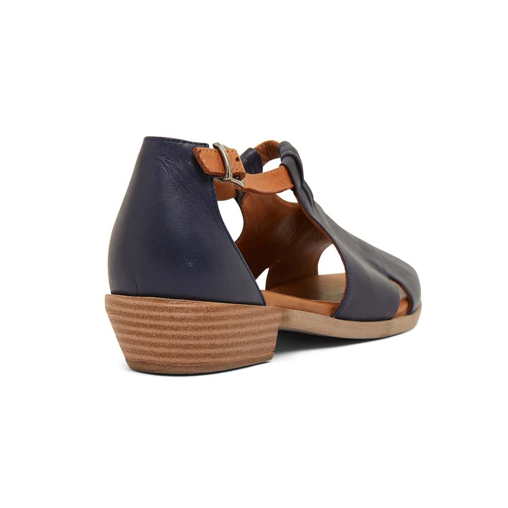 Laguna Sandal in Navy & Cognac Leather | Easy Steps | Shoe HQ