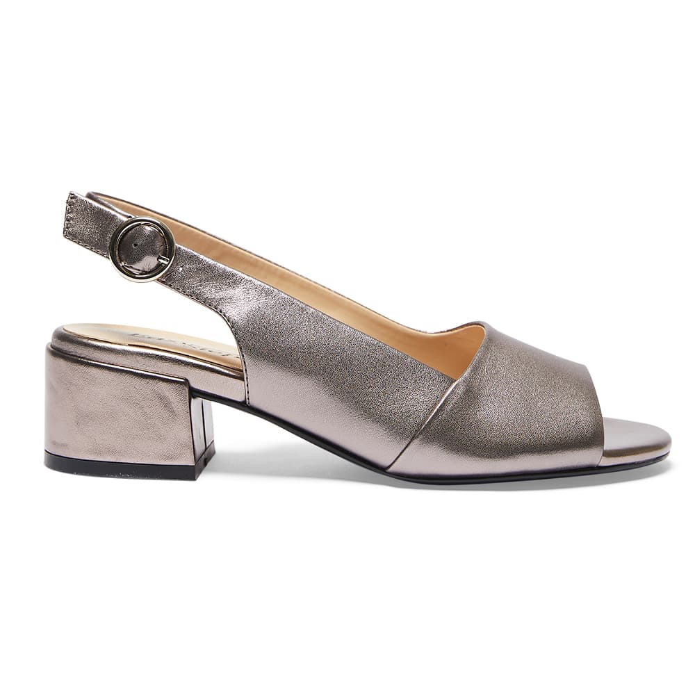 Macy Heel in Pewter Leather